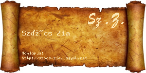 Szőcs Zia névjegykártya